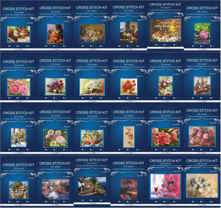 

The different flowers style cross stitch kit bunny aida 14ct count printed canvas stitches embroidery DIY handmade needlework 1