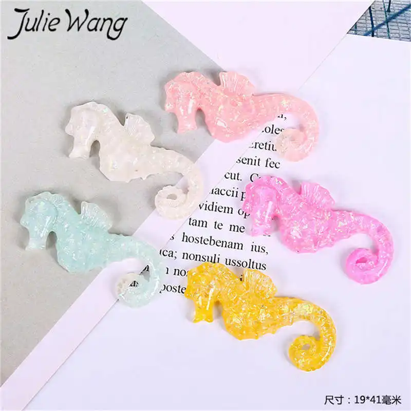Прозрачные Подвески Julia Wang 20 шт. из смолы с рисунком морской лошадки для