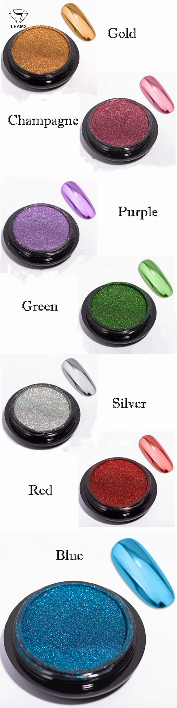 LEMAX Shining Nail Glitter Chrome Powder Nail Gel Polishing Nail Decoration Design Nail Art Manicure Pigment Mirror Powder Bling