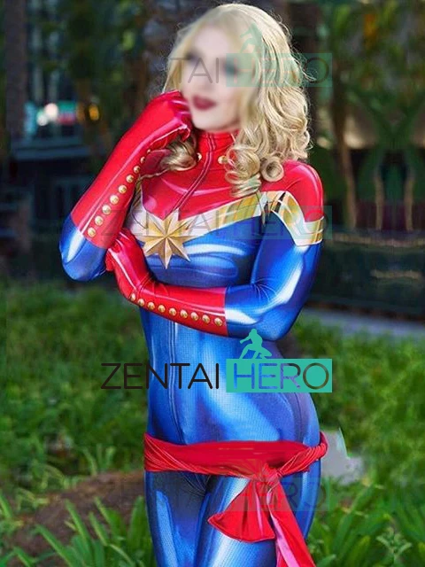 Бесплатная доставка 3D принт мисс капитан Марвел Carol Danvers карнавальный костюм