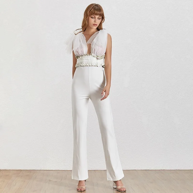 TWOTWINSTYLE сексуальный сетчатый лоскутный женский комбинезон без рукавов с