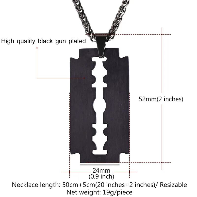 Классическое ожерелье с подвеской лезвием для бритья женские и мужские