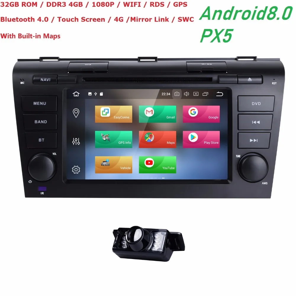 7 &quotAndroid 8 0 Восьмиядерный 32 ПЗУ 4G RAM Авторадио для Mazda 3 2006 2008 видео Wifi Bluetooth