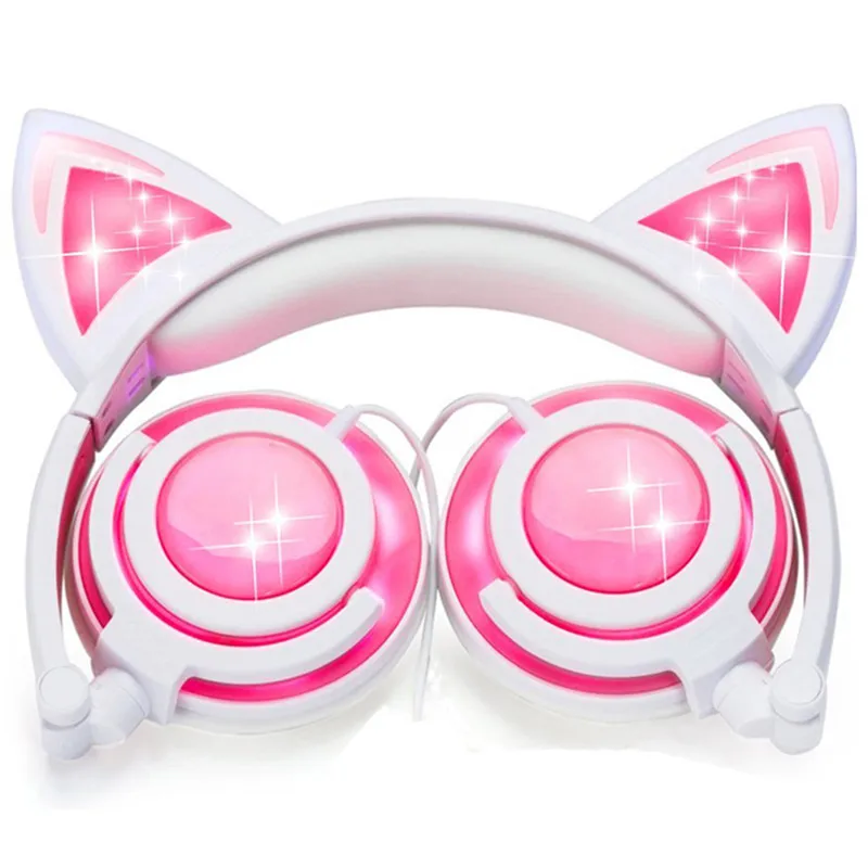 LIMSON Проводные Детские Наушники Cat Ear Headset Складные Стерео Светодиодный Мигает 3 5