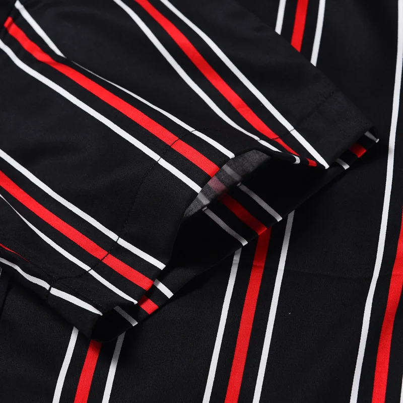 Мужская хлопковая рубашка в разноцветную полоску удобная классическая стиле