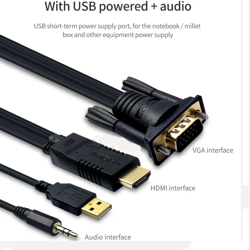 1080 HD High Resolution HDMI Male to VGA Converter Cable with Audio output Adapter for PC Laptop HDTV Projecto 6FT 9FT | Электроника