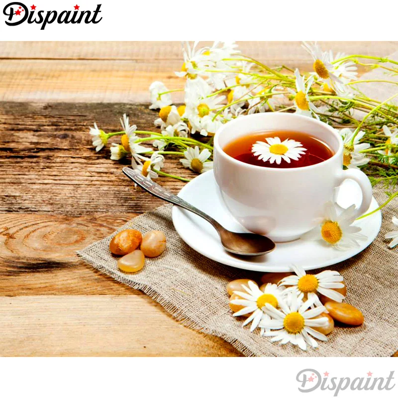 

Dispaint Full Square/Round Drill 5D DIY Diamond Painting "Flower teacup" Embroidery Cross Stitch 3D Home Decor A11003