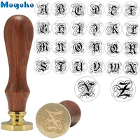 mogoko 1x sealing wax stamps wooden handle gothic 26 letters alphabet wax badge seal stamp letter a z card envelope bottle decor