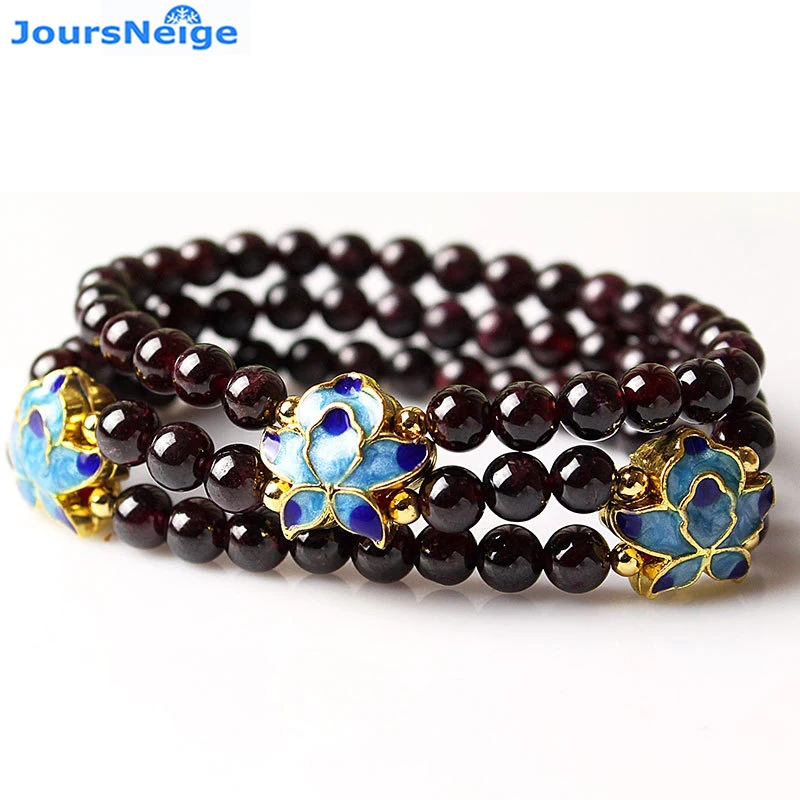 Оптовая продажа браслетов из натурального граната с цветком лотоса аксессуары