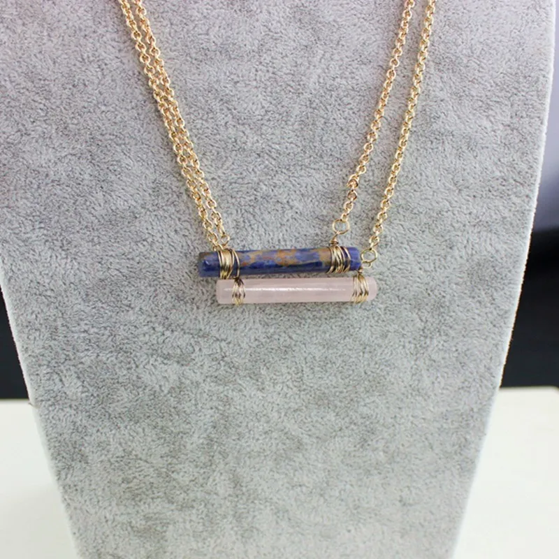 

LongWay hot sale Gold Color Necklaces for women Classic Natural Stone Pendant Necklaces Statement Beads Jewelry SNE160222