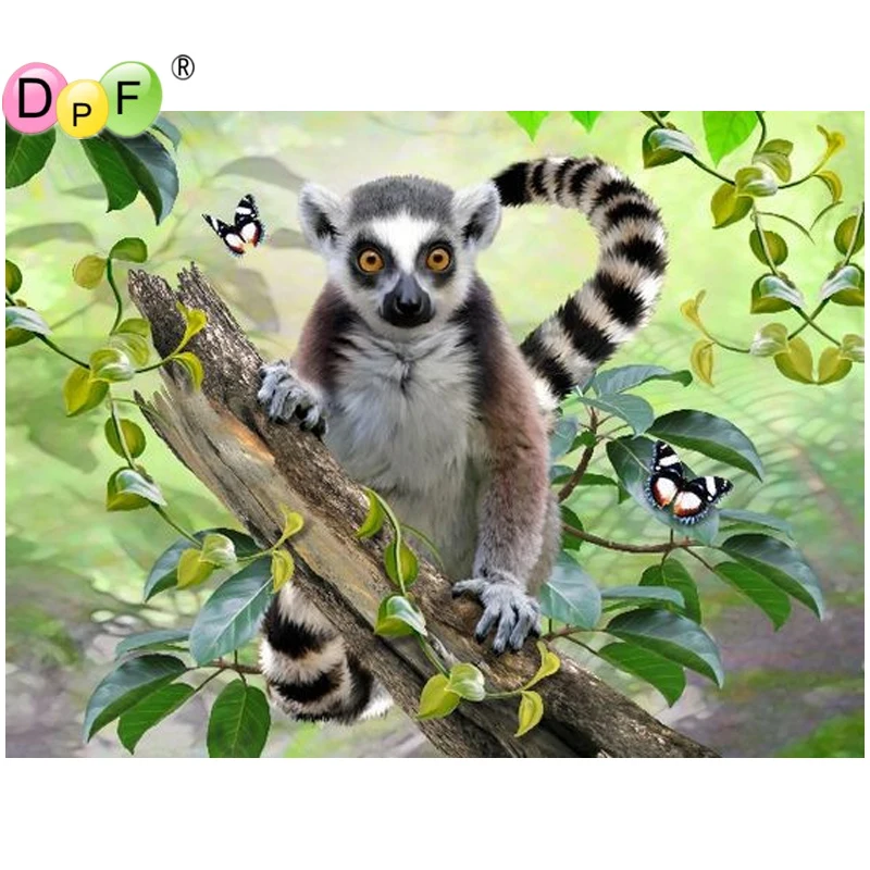 DPF DIY Lemur 5D домашний декор настенная живопись мозаика набор рукоделия квадратная
