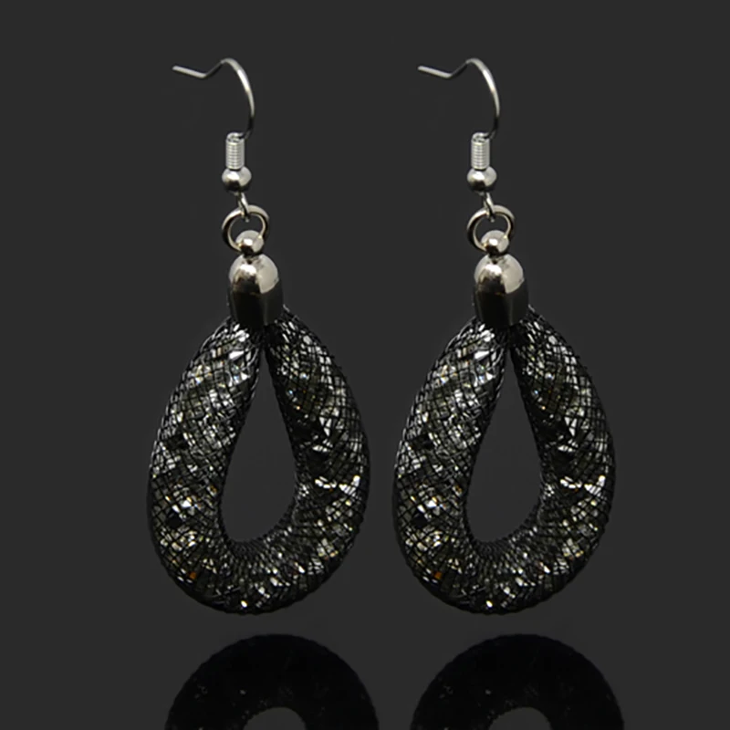 Серьги подвески в виде сетки с крошечными камнями|mesh earrings|crystal drop earringscrystal earrings |