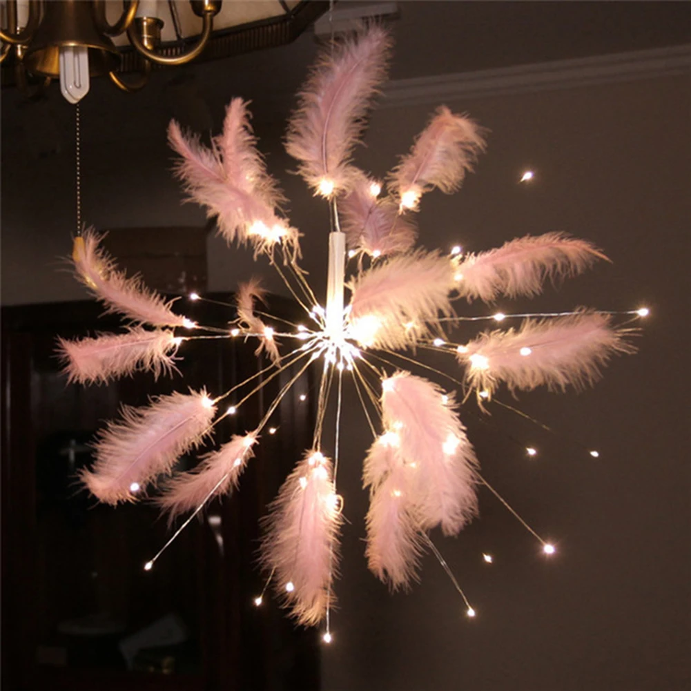 DIY Feather Fireworks LED Night Light String Remote Control USB Warm | Лампы и освещение
