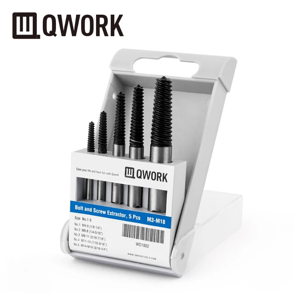 QWORK 5 шт. сломанный болт и поврежденный винтовой экстрактор для различных типов