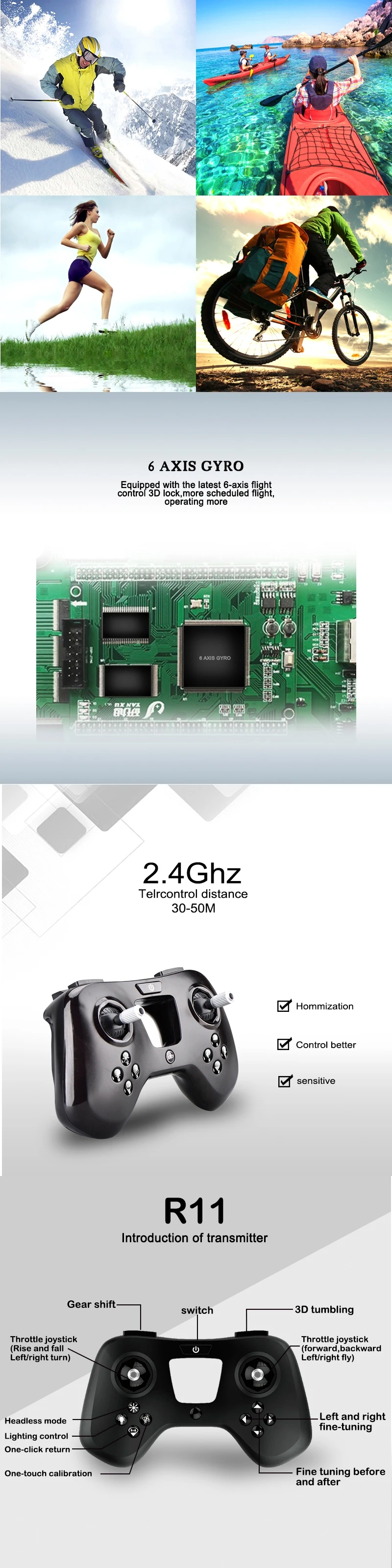 Realacc R11 мини с видом от первого лица 5,8G Складная 720P HD Камера 6-axis Безголовый режим 3 дюймов очки микро Дрон Квадрокоптер с дистанционным управлением