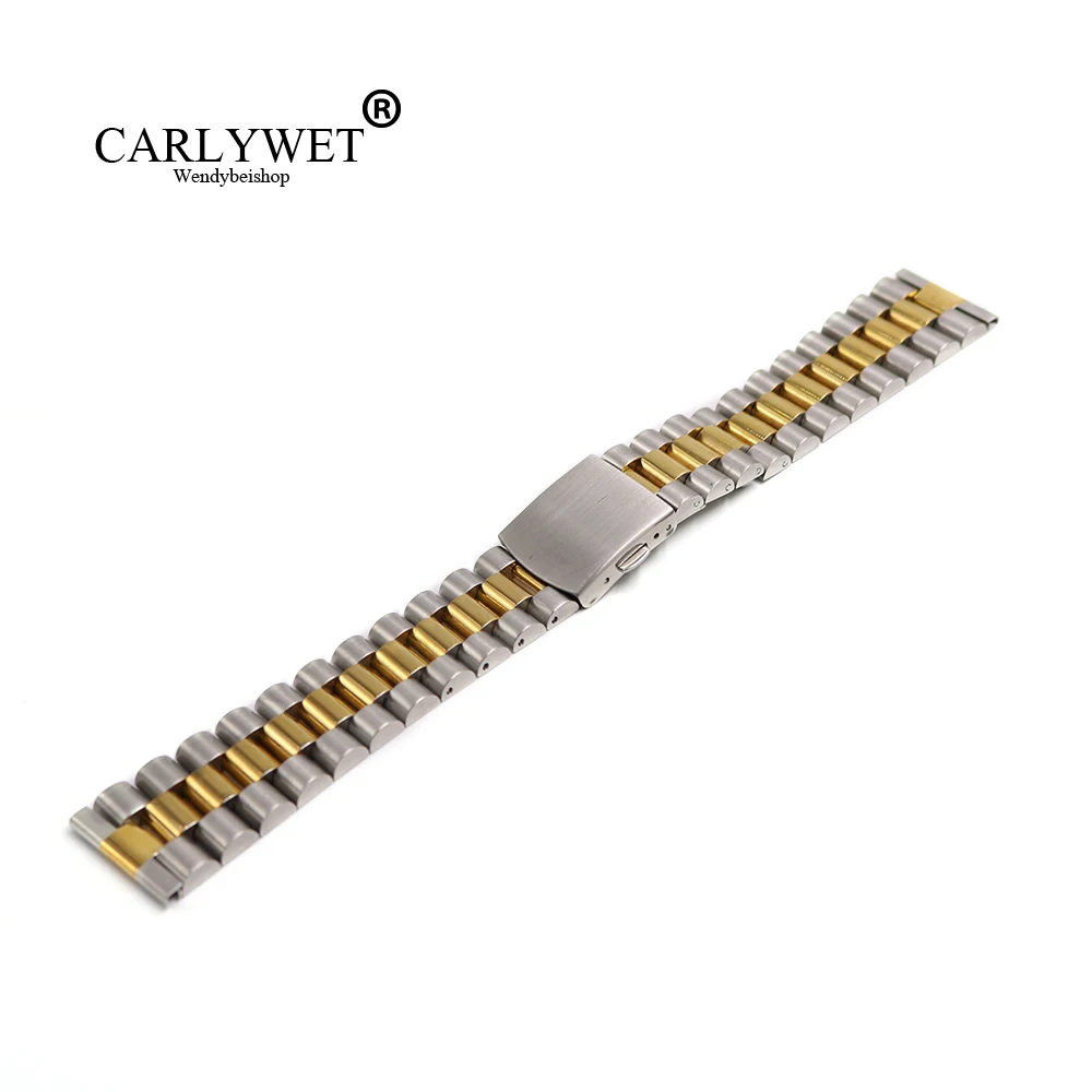 CARLYWET 22 мм ремешок для часов из нержавеющей стали с прямым концом и твердыми