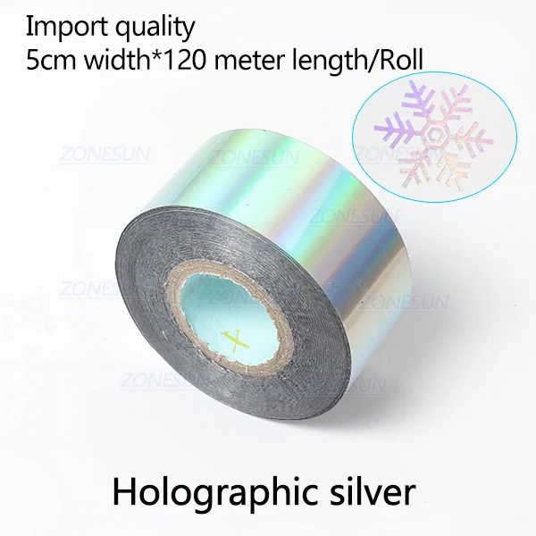 Holographic Sliver ZONESUN 5 см золото серебро фольги рулоны кожа бумага горячего тиснения фольги теплопередача анодированная позолоченная бумага - Цвет: Holographic Sliver