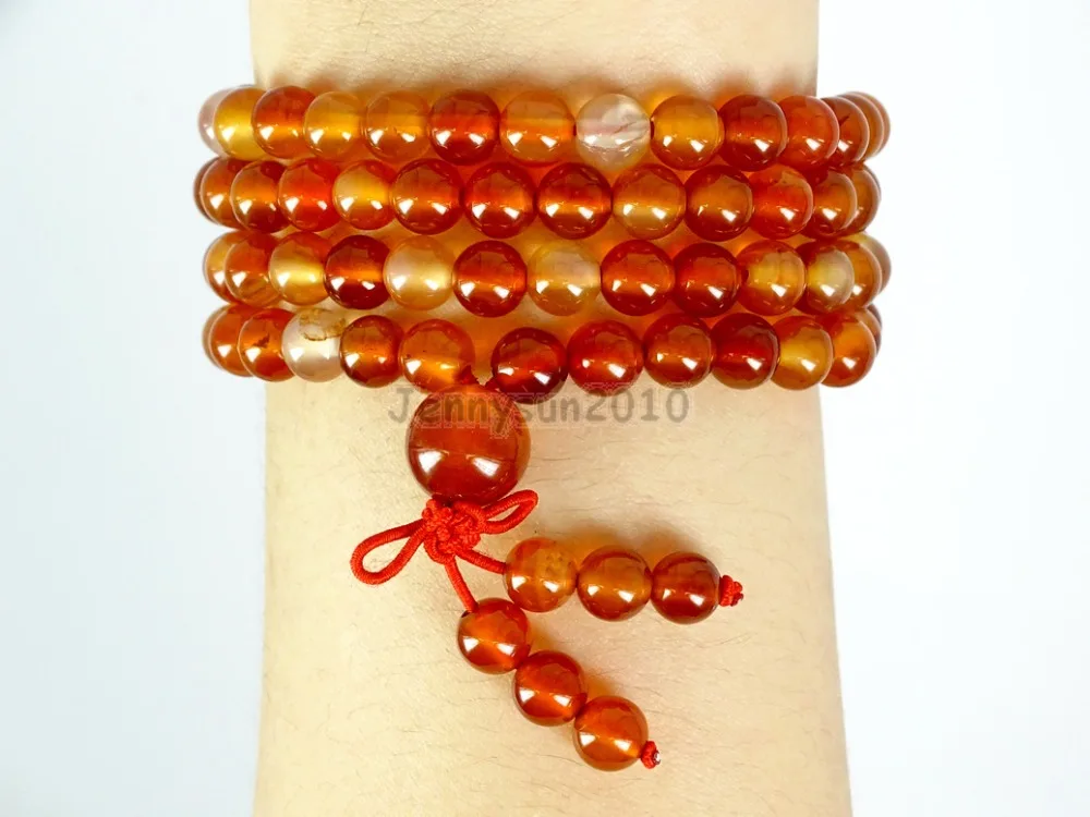 

Натуральный Сердолик 6 мм, драгоценные камни, буддийские бусины 108, молитвенный мала, Многоцелевой эластичный браслет, ожерелье 5 нитей/упаковка