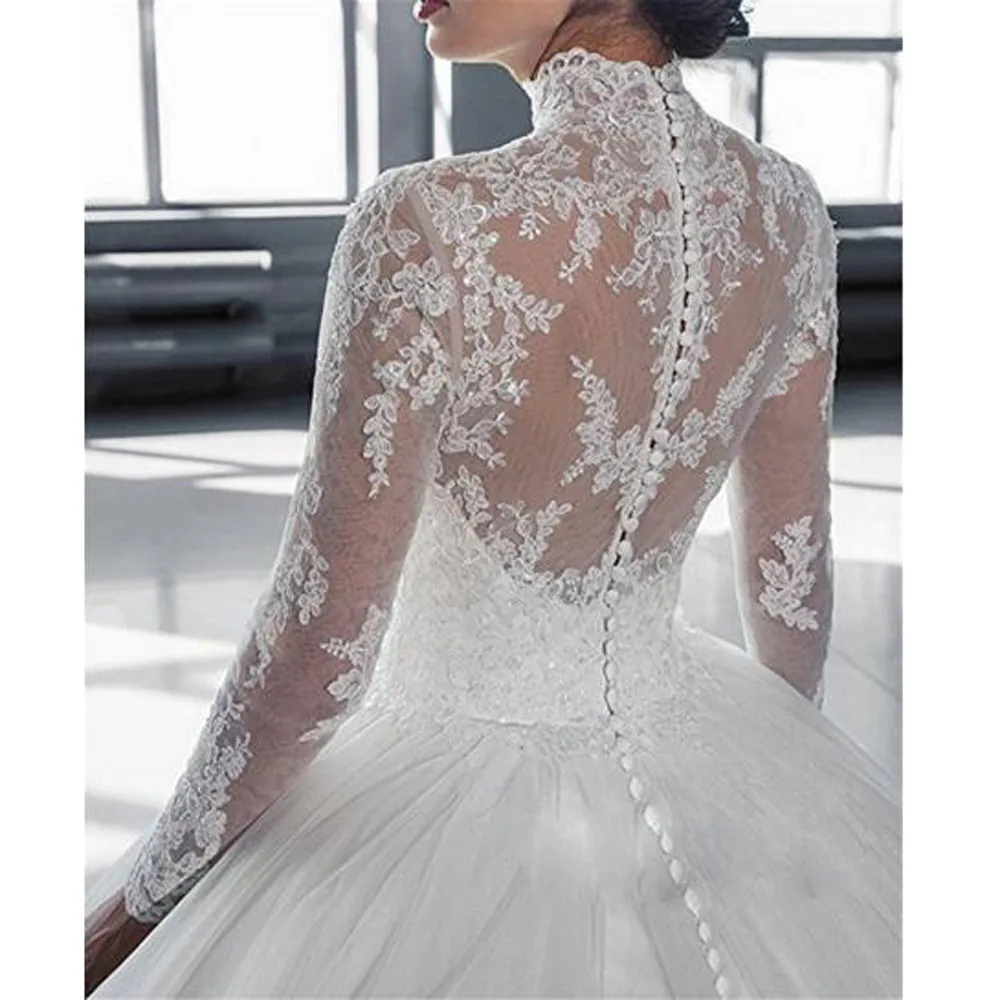 Женское свадебное платье с аппликацией Aramex мусульманское для невесты 2018|long sleeve