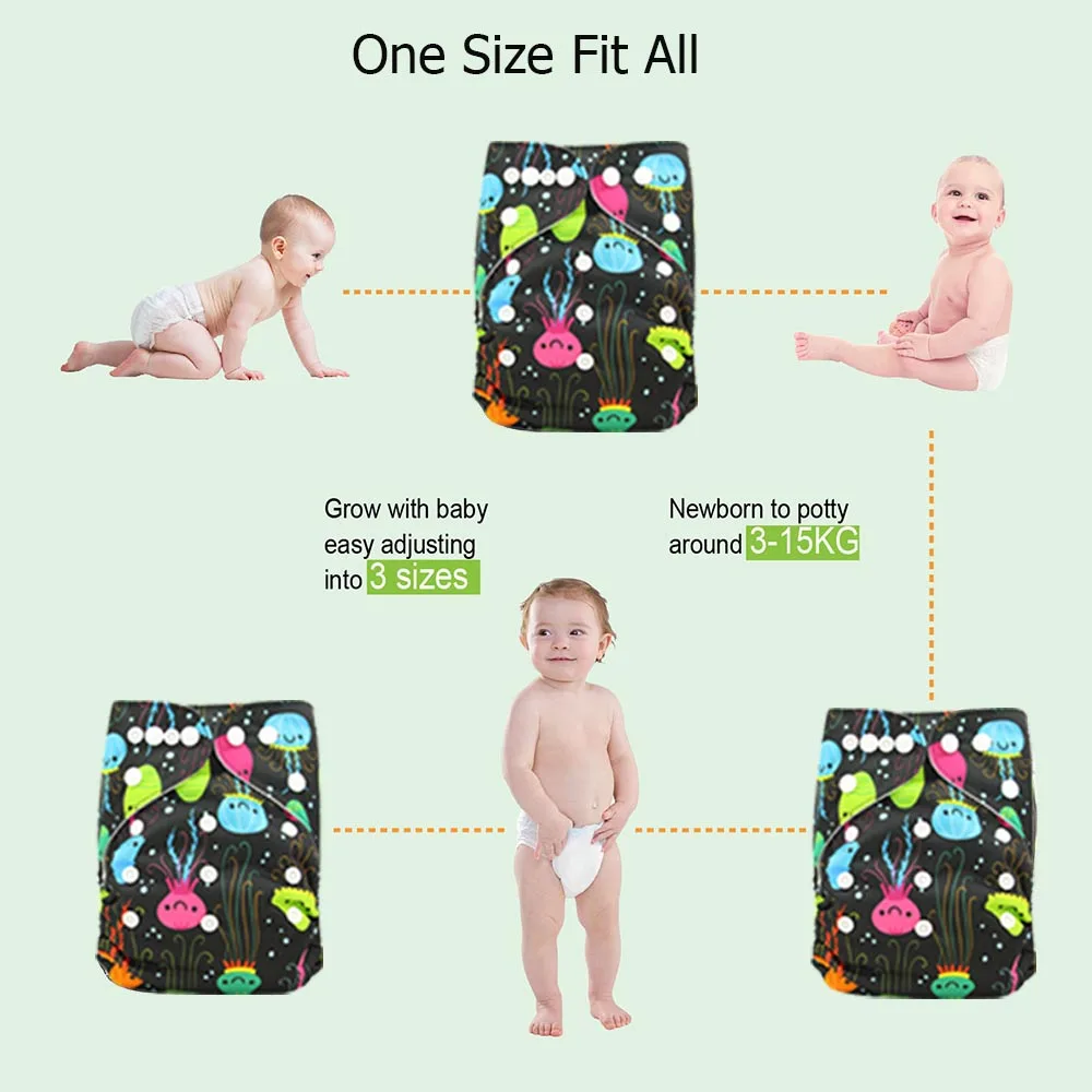 Ohbabyka 1 шт. многоразовые подгузники один размер, регулируемый карман ткань пеленки водонепроницаемый мультфильм Животные Мягкие Детские Подгузники Прямая