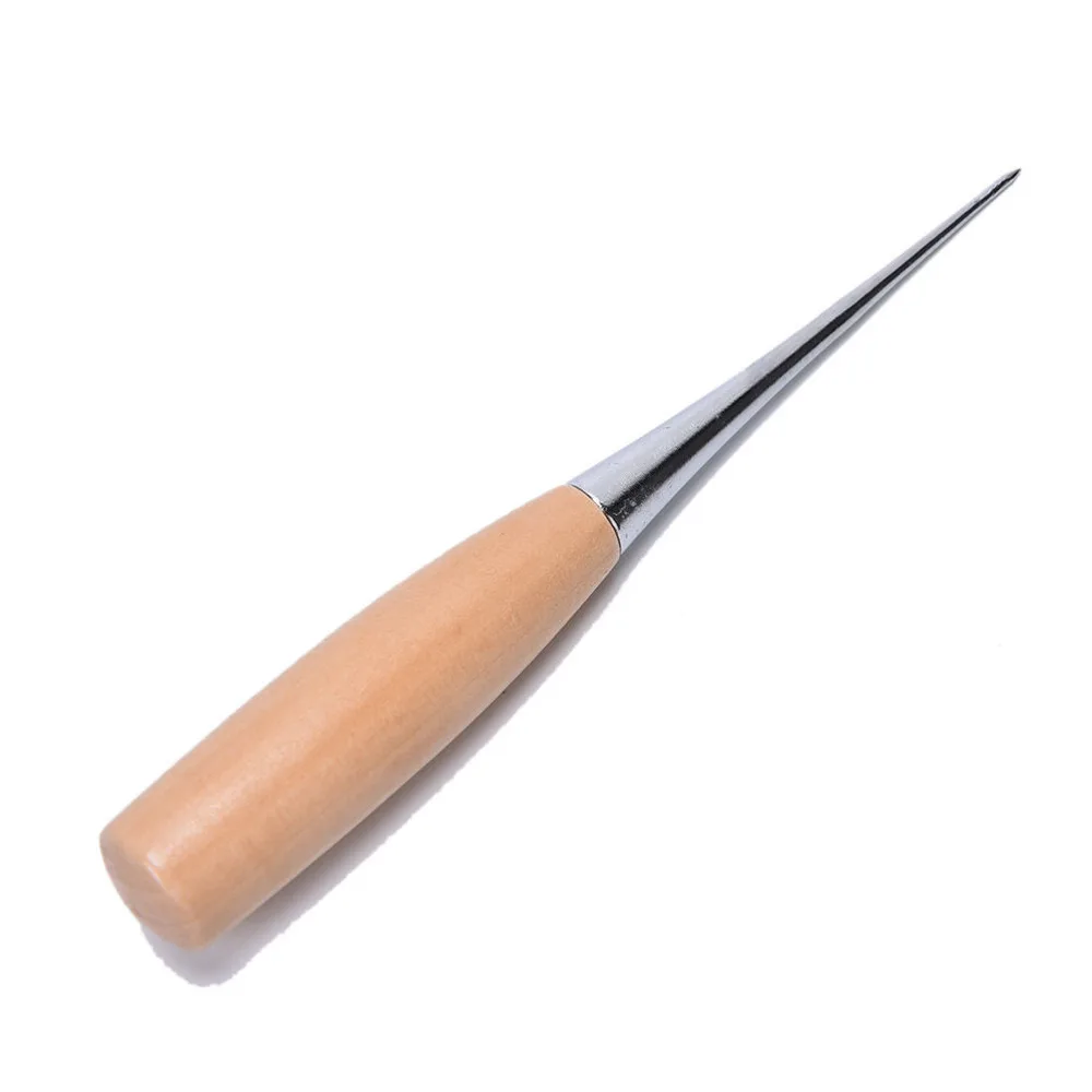 1pc Wooden Handle Speedy Stitching Sewing Awl Professional Leather Craft Tool With Waxed Thread And Needles | Дом и сад