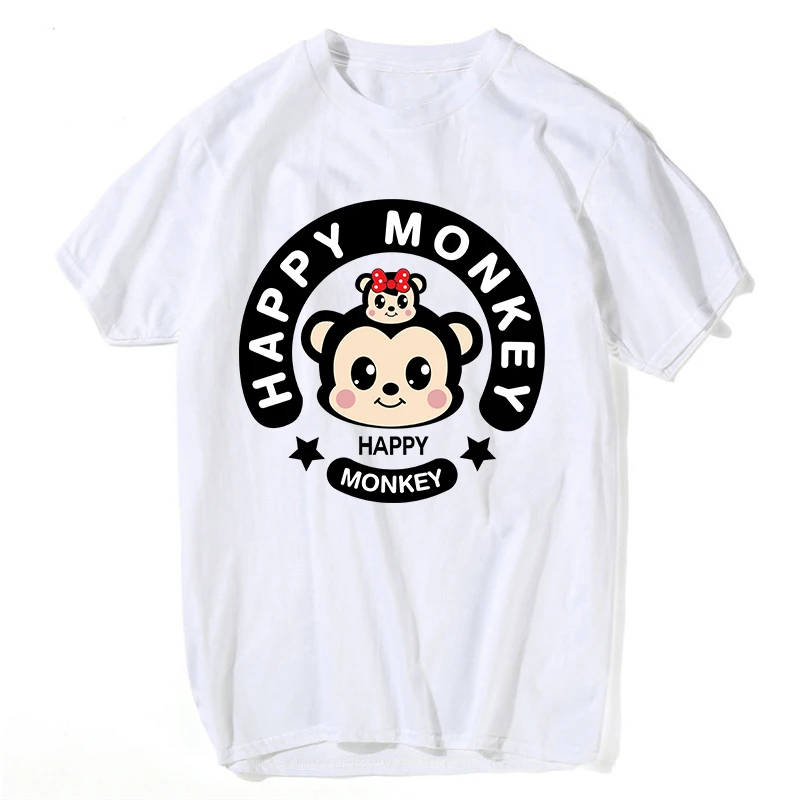 Мужская футболка Happy monkey с милым принтом для мужчин и женщин хлопковая
