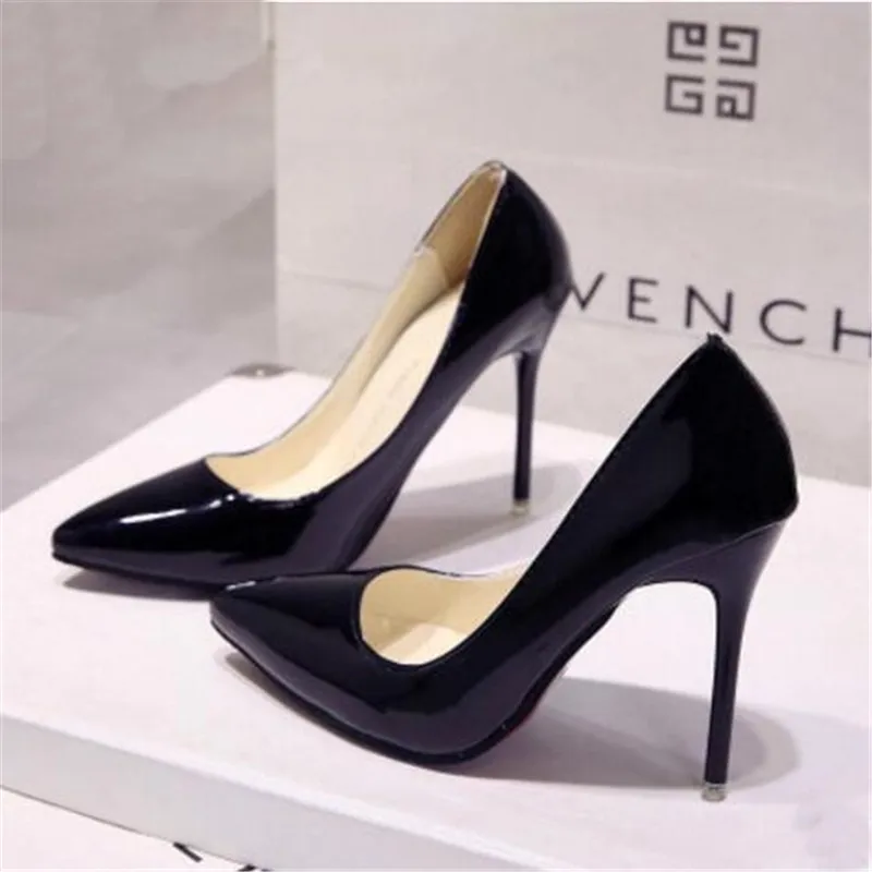 Туфли лодочки женские с острым носком лакированная кожа классические высокий