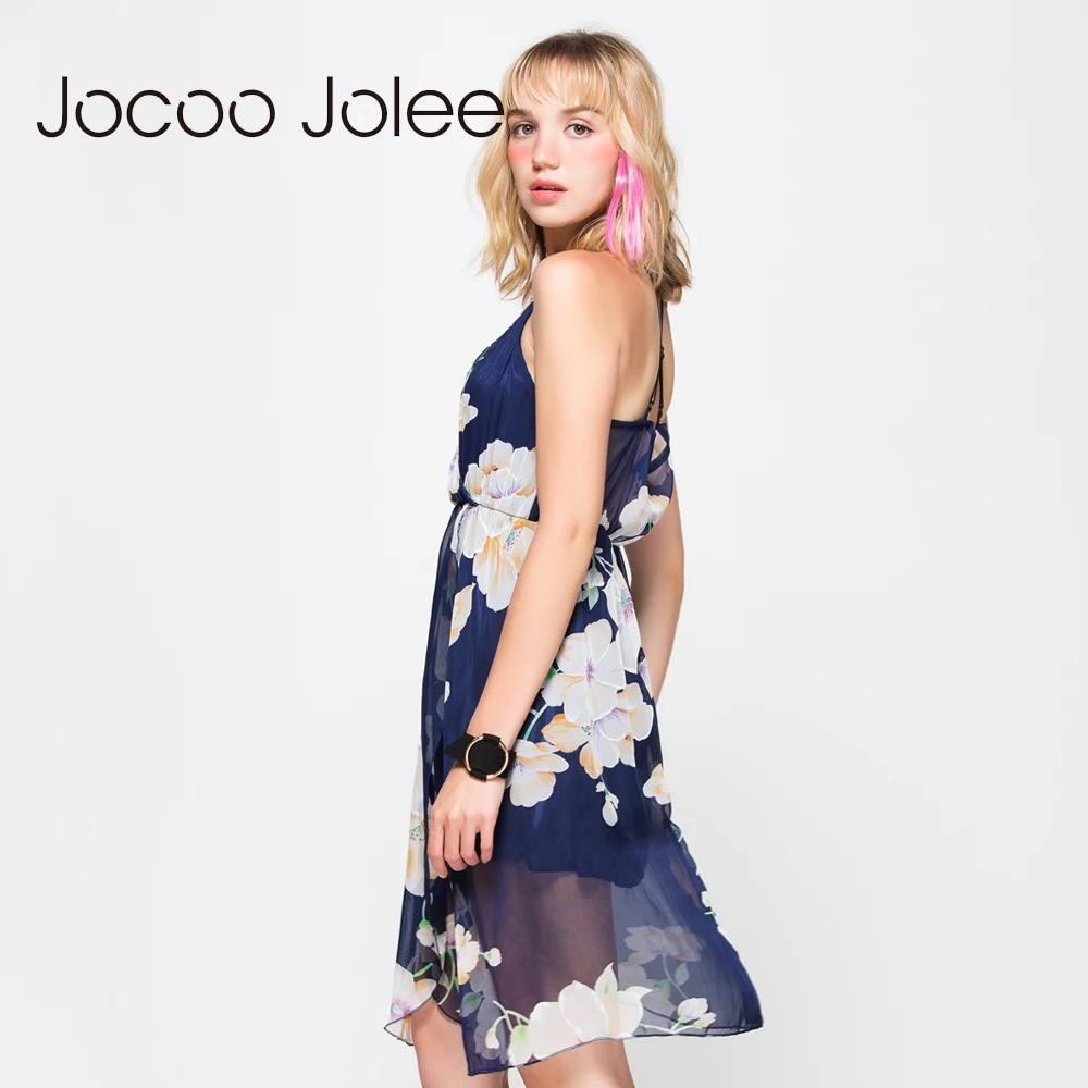 Платье Jocoo Jolee женское пляжное на тонких бретельках пикантное с цветочным принтом