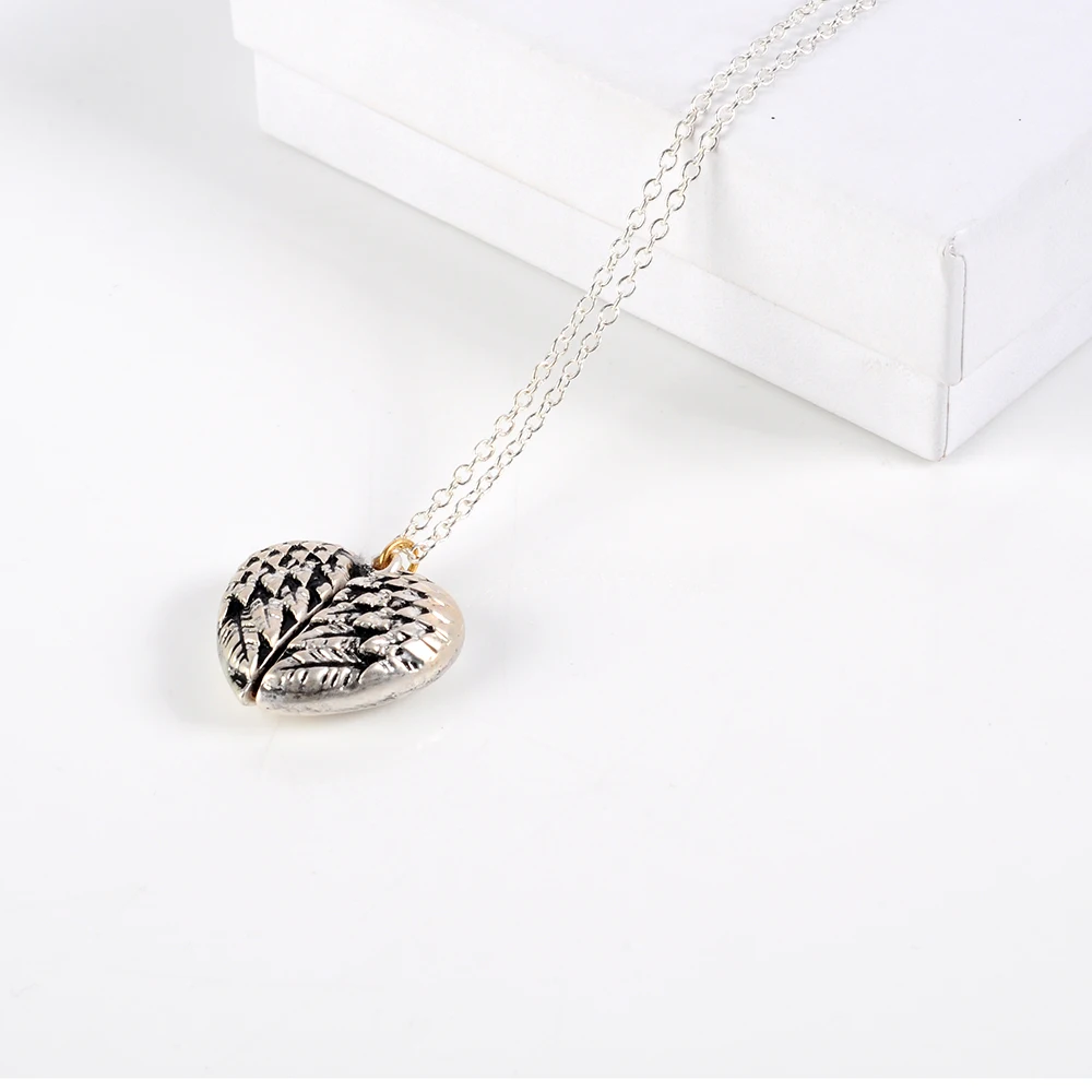 Винтаж Lover Сердце двухслойные брюки перо Форма кулон Цепочки и ожерелья женский цвета: золотистый, серебристый открытый лазерной гравировки ожерелья с буквой, подарок девушке