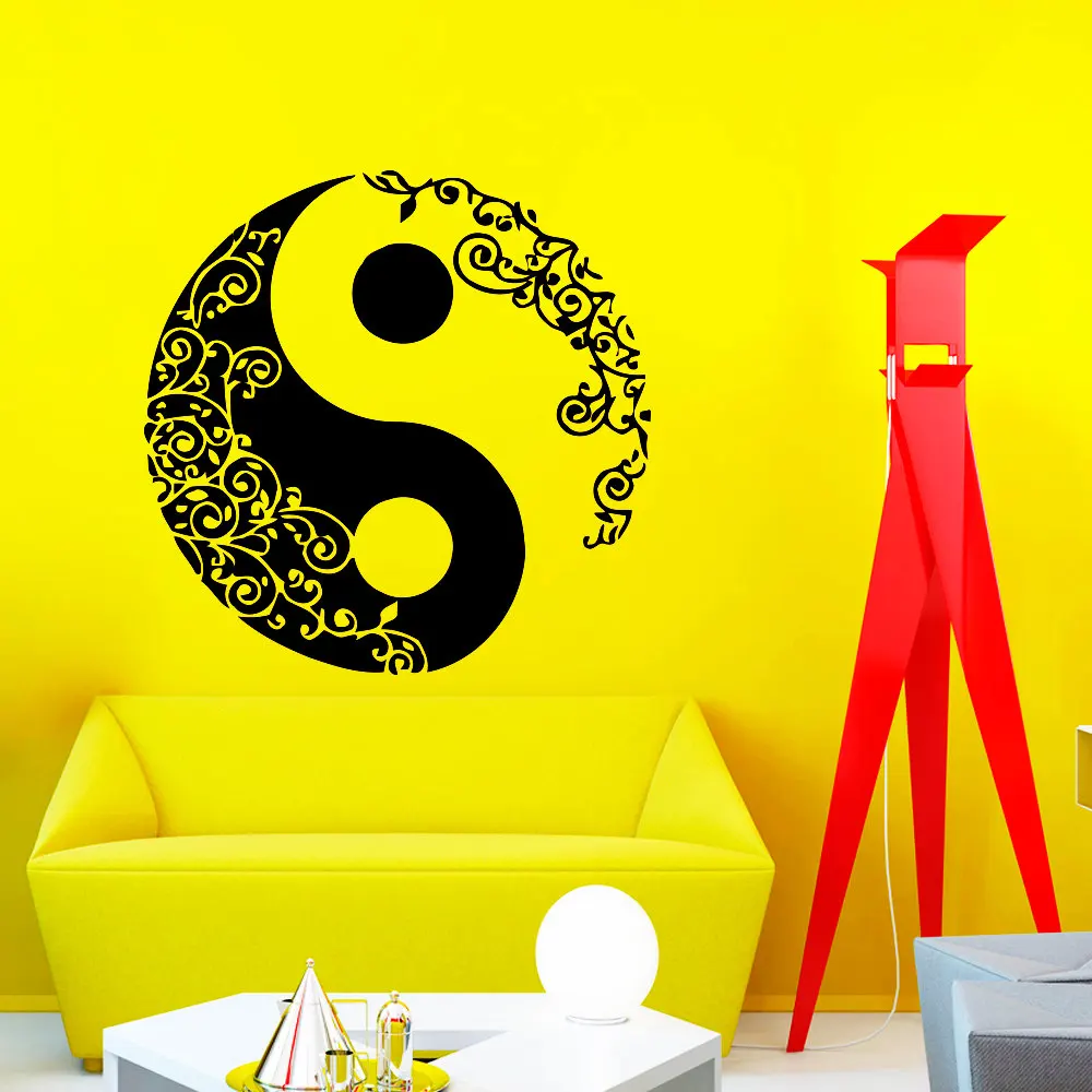 Виниловые наклейки на стену мандалы Circle In Yin Yang для студии йоги домашней гостиной