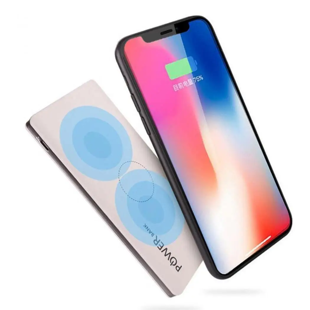 Qi Беспроводной внешний аккумулятор 20000 мАч для iPhone X Xs MAX XR 8 Беспроводное зарядное