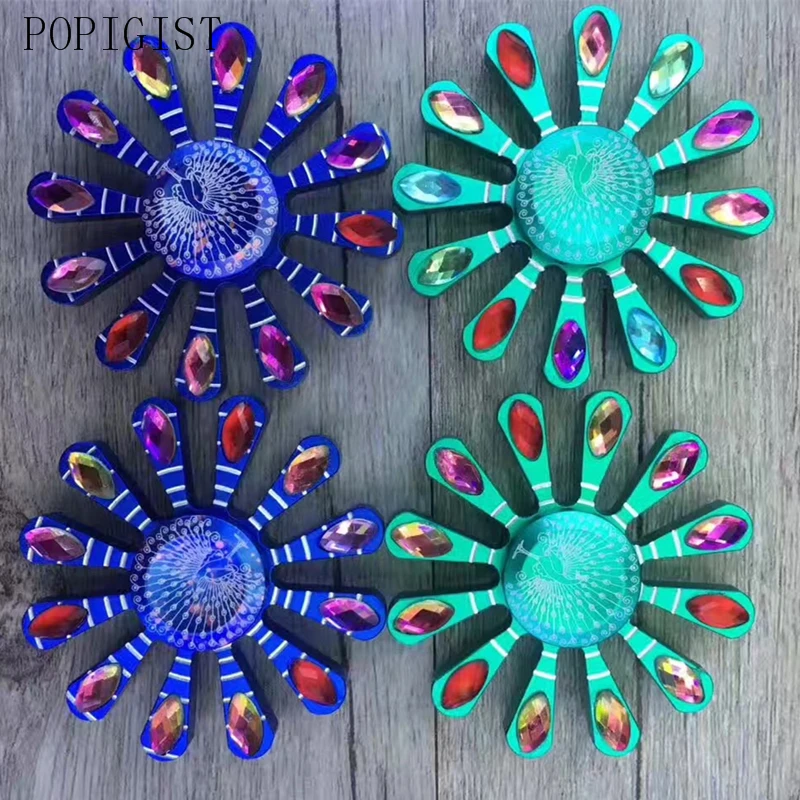 Павлин Спиннер синий цвет сплав палец горячий Радужный елочный шар с павлинами