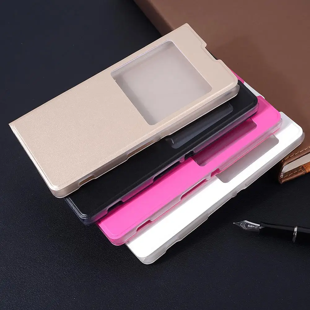 For Sony Xperia XA Hot Sale Fashion Luxury Hybrid Flip PU Leather Cover With View Window Plastic Stand Mobile Phone Case |
