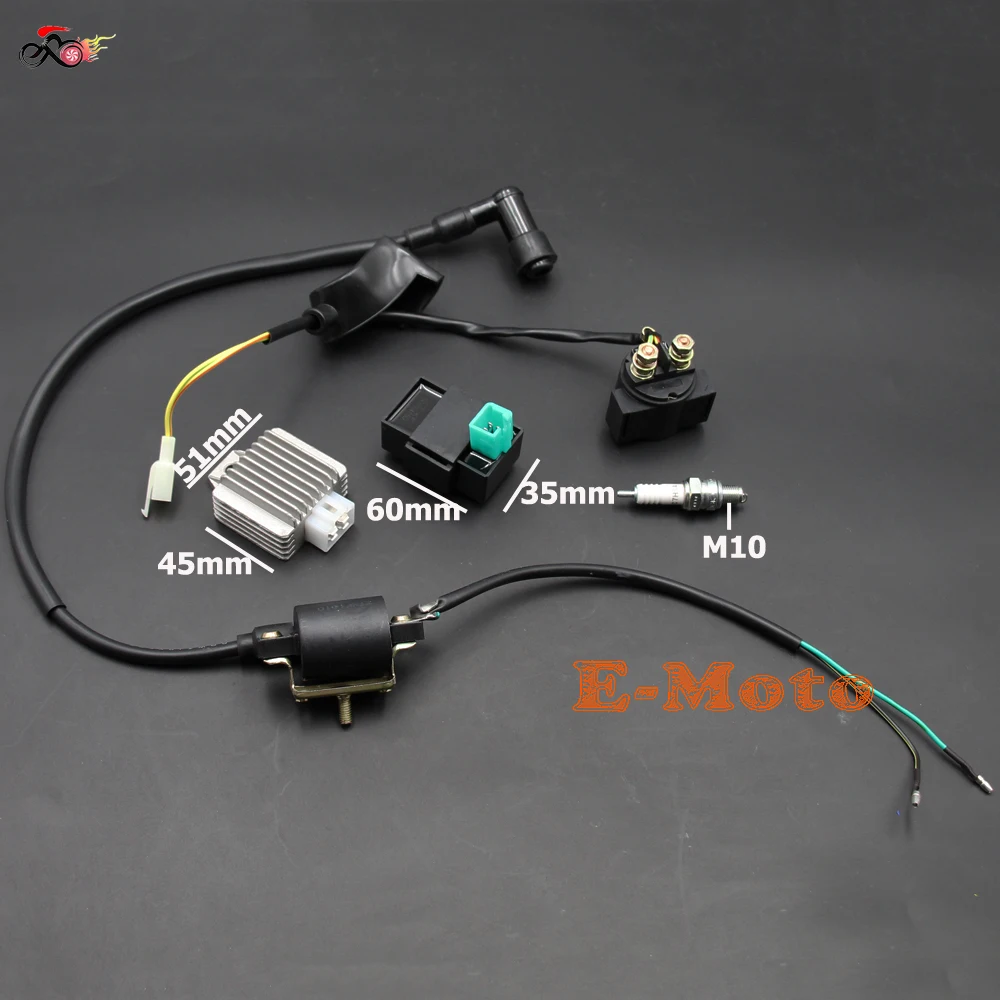 

CDI IGNITION COIL RELAY REGULATOR RECTIFIER C7HSA Spark Plug KIT For 50CC 70CC 90CC 110CC ATV QUAD new E-Moto