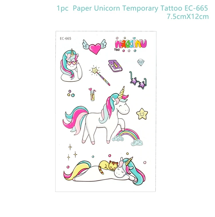 tattoo sticker 10 QIFU Единорог Набор для вечеринки Подарки для дня рождения украшения для вечеринки Дети Единорог день рождения Аксессуары для вечеринки, дня рождения вечерние сувениры Suppli - Цвет: tattoo sticker 10