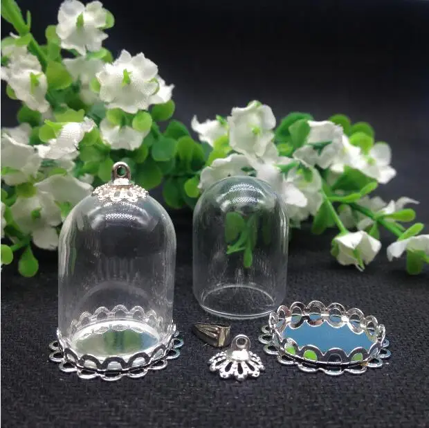 100 комплектов 25*18 мм с широким горлышком женская Посеребренная Двойная кружевная