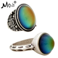 2pcs antique silver plated color changing mood rings changing color temperature emotion feeling rings set for womenmen 004 002