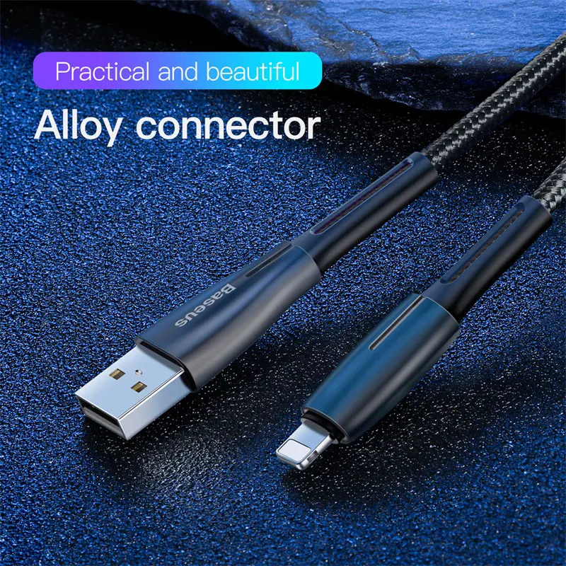 Baseus 2.4A USB кабель для iPhone XR XS Max 11 Pro Max Быстрая зарядка USB зарядный кабель светодиодный кабель для передачи данных для iPhone 7 8 Plus