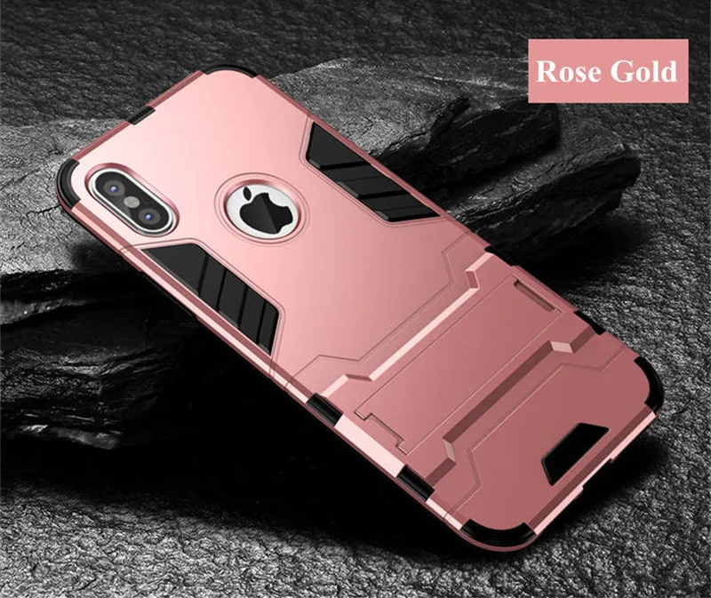 Чехлы для телефонов iPhone 5 5S 6 6 S Plus 7 8 Plus Гибридный противоударный Броня Прочный жесткий чехол для iPhone 8 X XR XS Max Stand Cover
