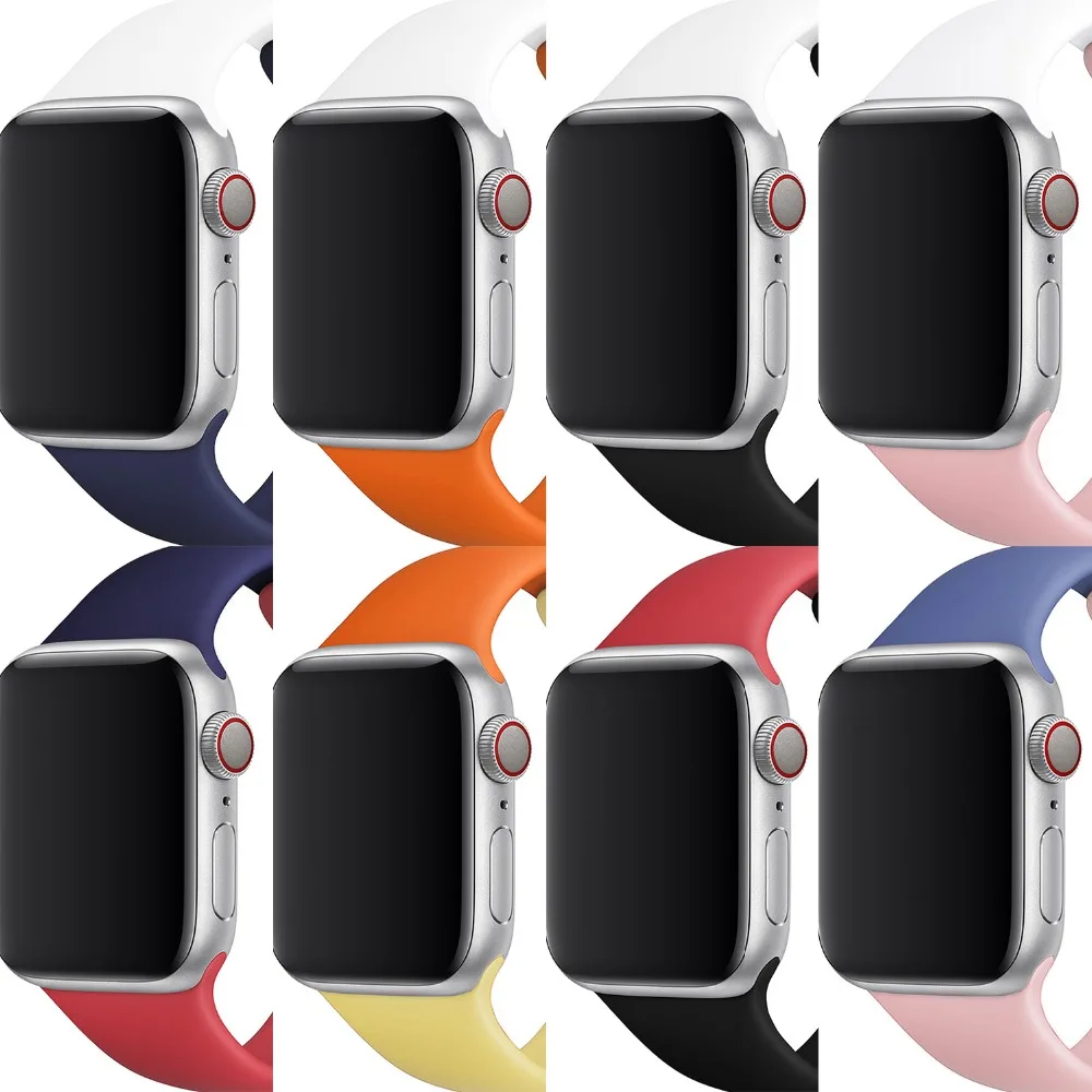 Двойной цвет спортивный мягкий ремешок для Apple Watch серии 1 2 3 4 ремешок для Apple iwatch 38 мм 40 мм 42 мм 44 мм силиконовый ремешок для часов