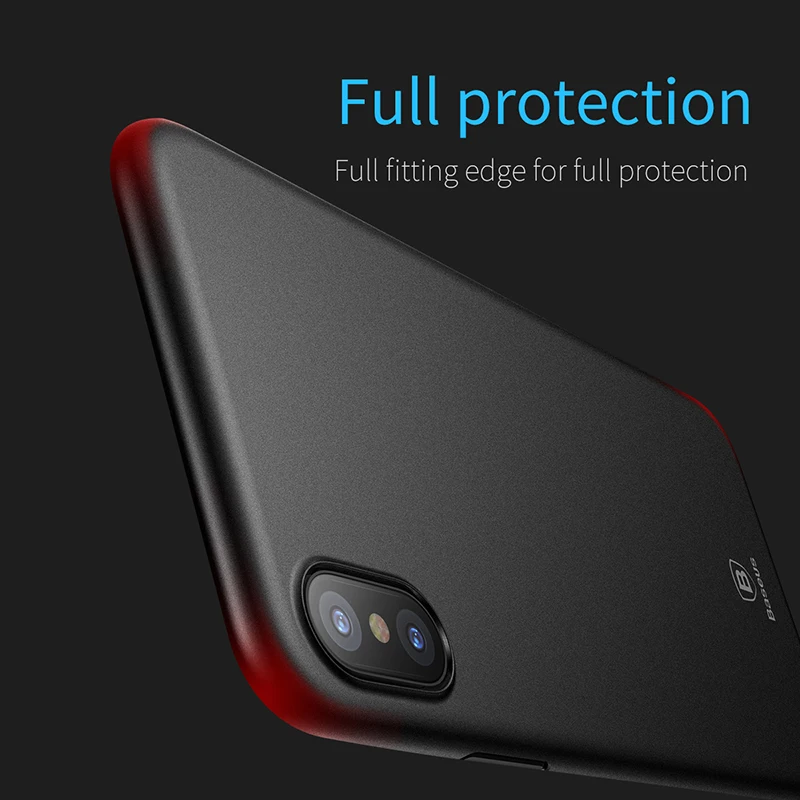 BASEUS роскошные простой телефон чехол для iPhone X гладкая матовая ПП ультра тонкий