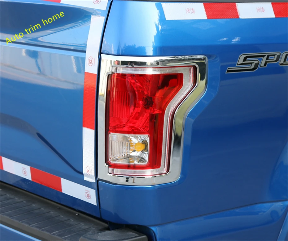 

ABS Chrome Shiny Rear Tail Lights Trunk Lamps Molding Cover Trim 2 Pcs / Set Fit For Ford F150 2015 2016 2017 Auto Accessories