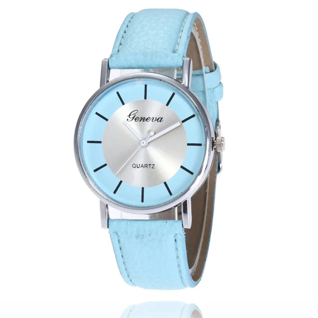 GENBOLI для женщин Простой циферблат наручные часы Элитный бренд кожа кварцевые