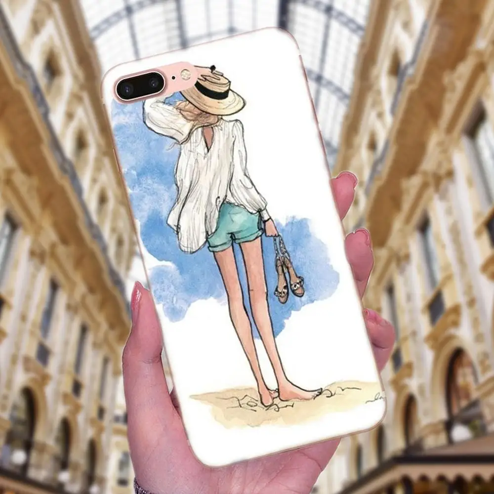 Красивая девушка из ТПУ для путешествий Samsung Galaxy Note 5 8 9 S3 S4 S5 S6 S7 S8 S9 S10 mini Edge Plus