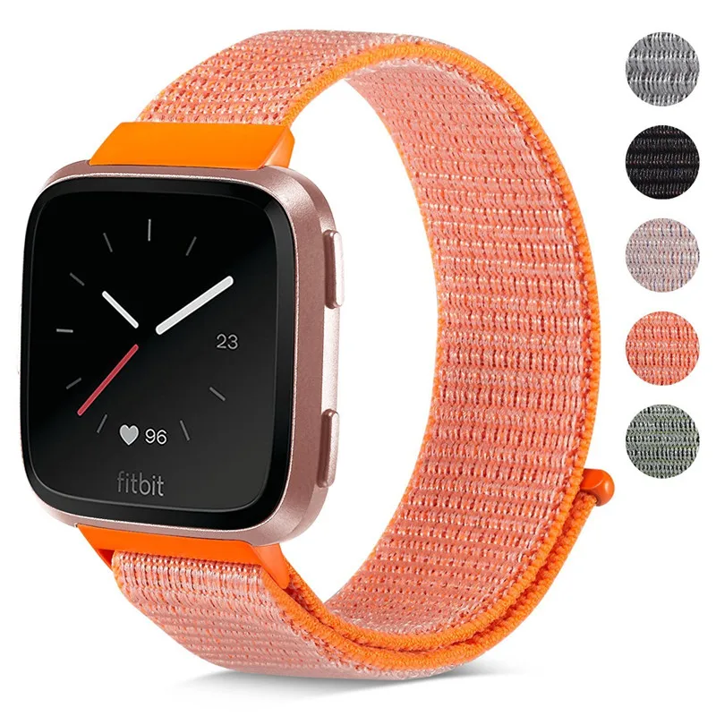 Для Fitbit Versa регулируемый ремешок фитнес Смарт Браслет Оранжевый нейлоновый для