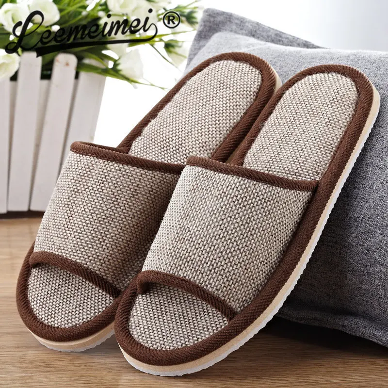 

Natural Flax Home Slippers Indoor Floor Shoes Silent Sweat Slippers For Summer Women Sandals Slippers 37-43