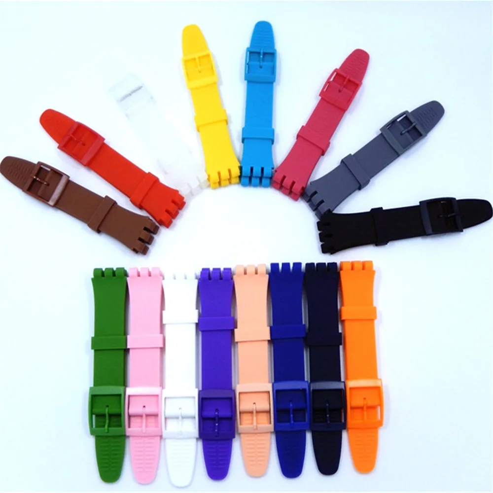 Ремешок силиконовый для часов SWATCH водонепроницаемый браслет наручных 16 мм 17 19 20