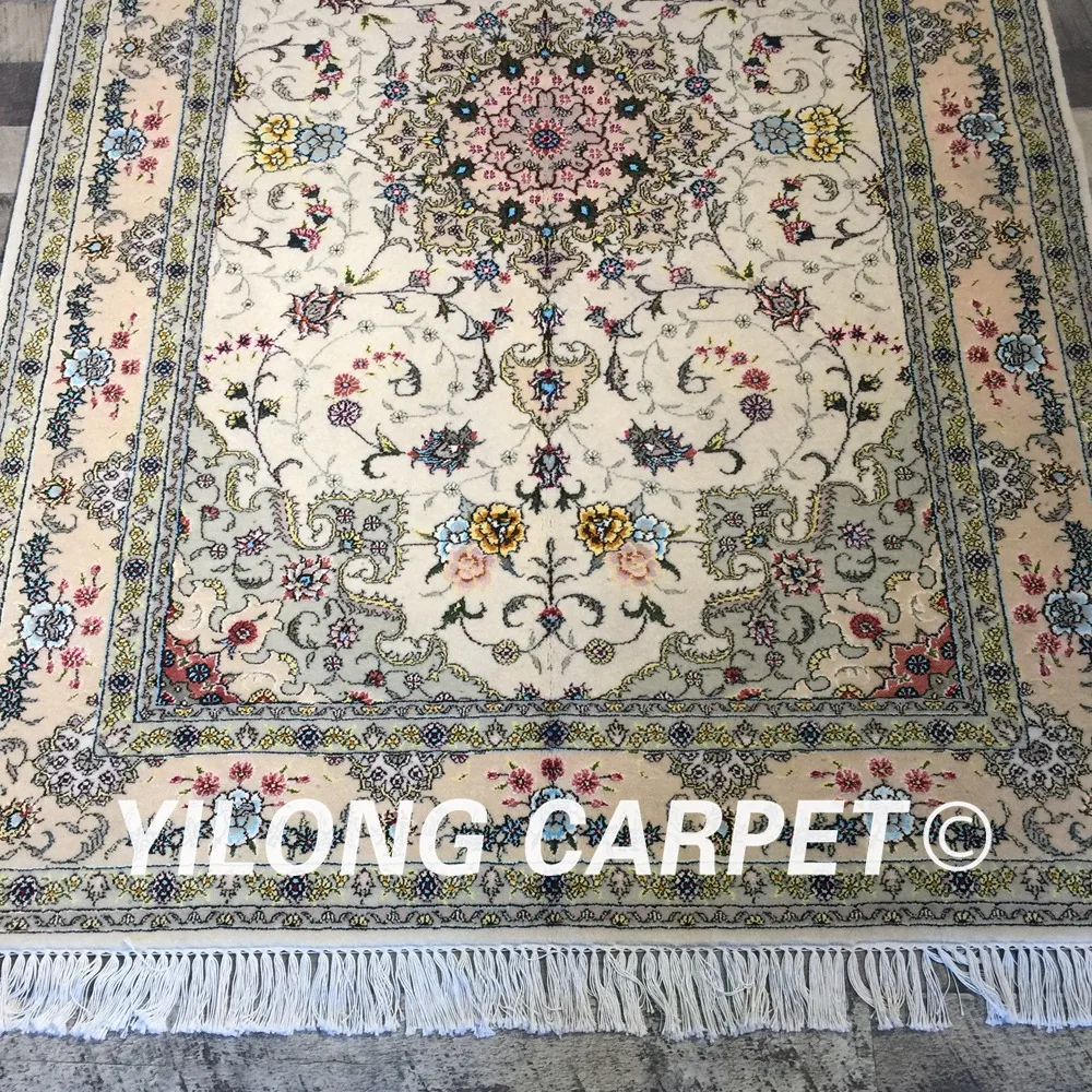Yilong 4 'x 6' китайские красивые цветы ручной работы с узлом Украшение шерстяной