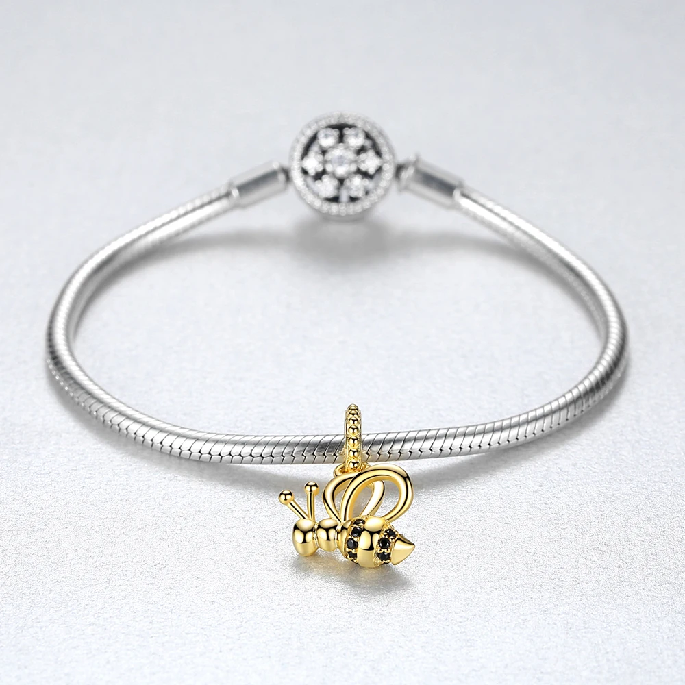 VEAMOR золото Цвет летающие пчелы мотаться Подвески Fit Pandora оригинальный Шарм