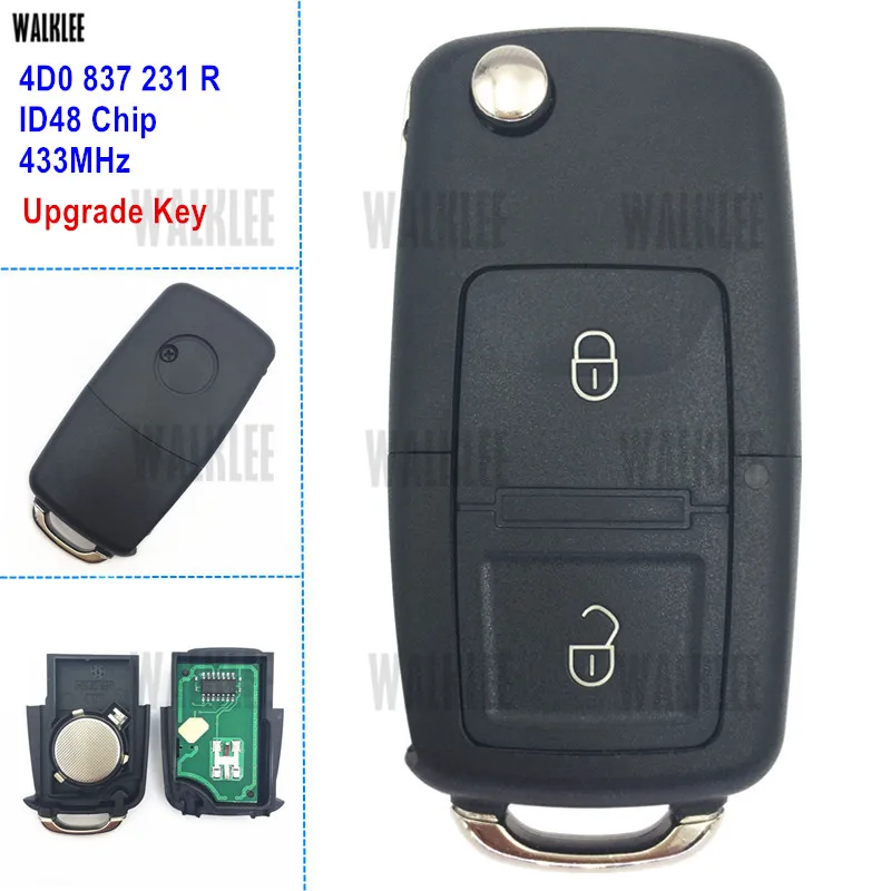 WALKLEE 433 Мгц дистанционный ключ для Audi 4D0837231R / 4D0 837 231 R A2 A3 B5 A4 A6 Quttro RS 1997 - 2002 |